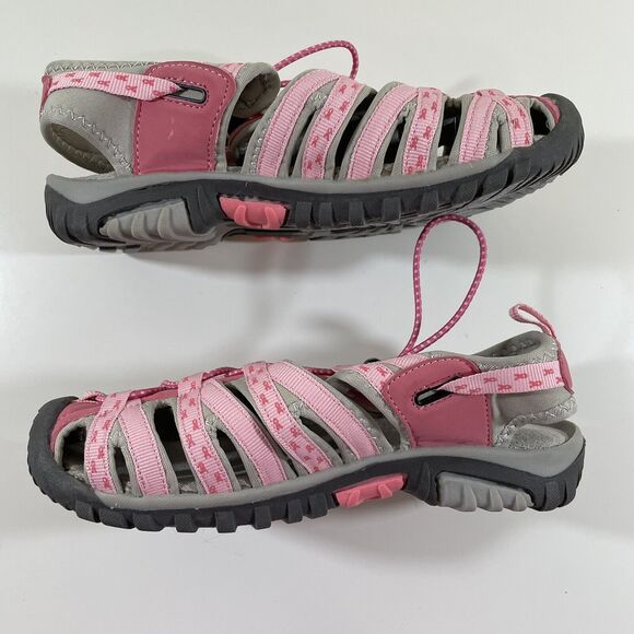 Women's Sports Hiking Walking Sandals Size 6 Breast Cancer Awareness Pink/Gray - Picture 13 of 16